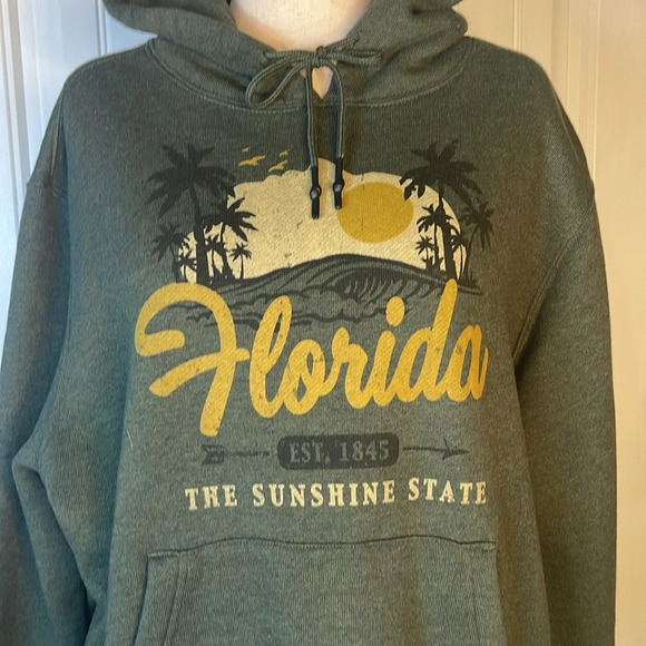 State Of Mine Men's Olive Green Florida Brush Trees Sweatshirt Sz XL - Picture 2 of 9